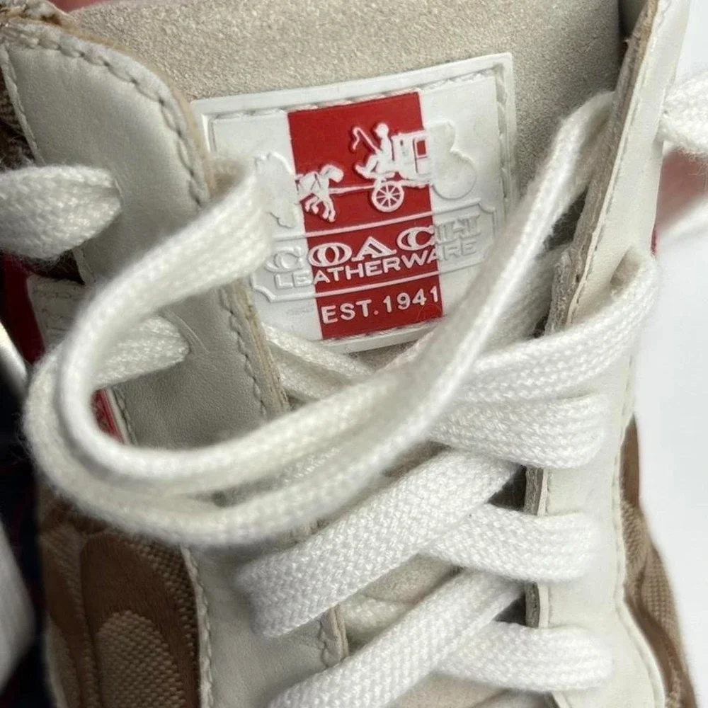 Coach Joss Signature Sneakers Women's 8.5 Brown Monogram Canvas Low Top Shoes - Picture 8 of 8